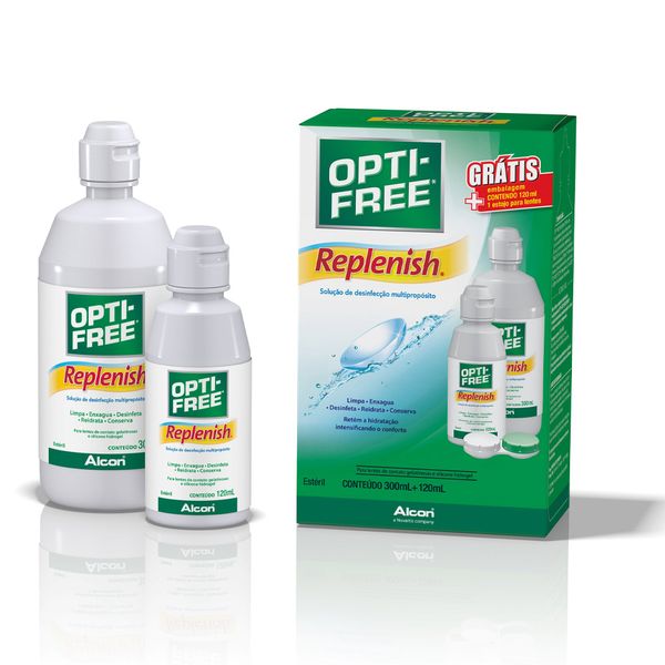 Solução para Lentes Opti-Free Replenish Alcon 300ml + 120ml