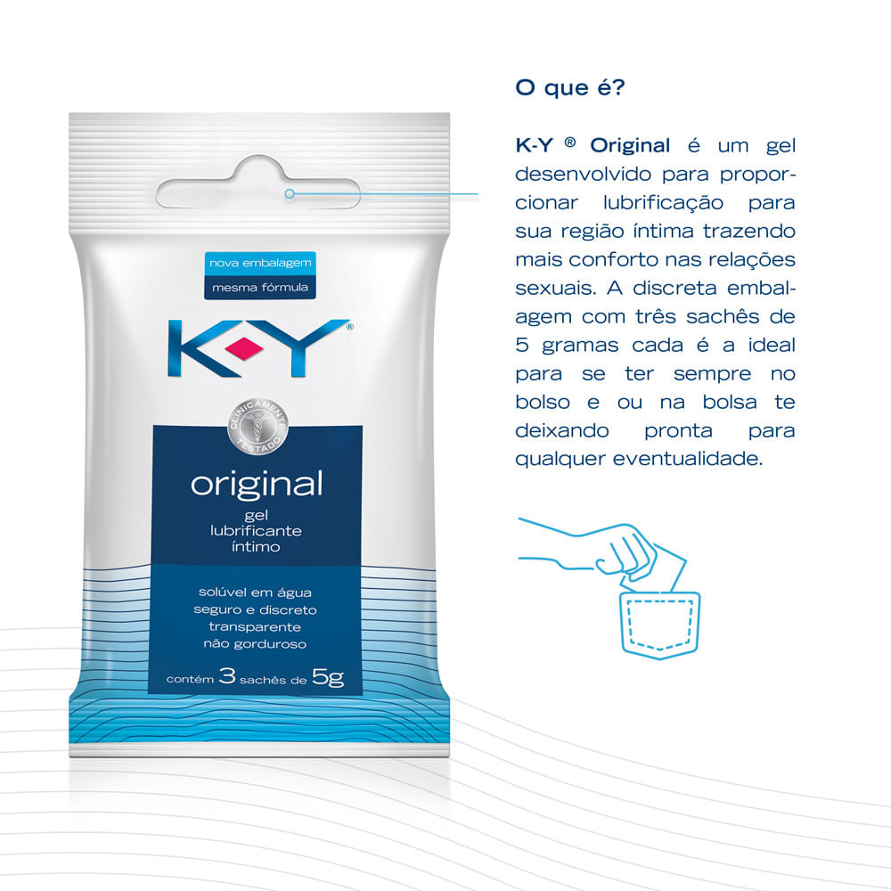 Gel Lubrificante ntimo KY Original Sach 5g - Drogaria Sao Paulo