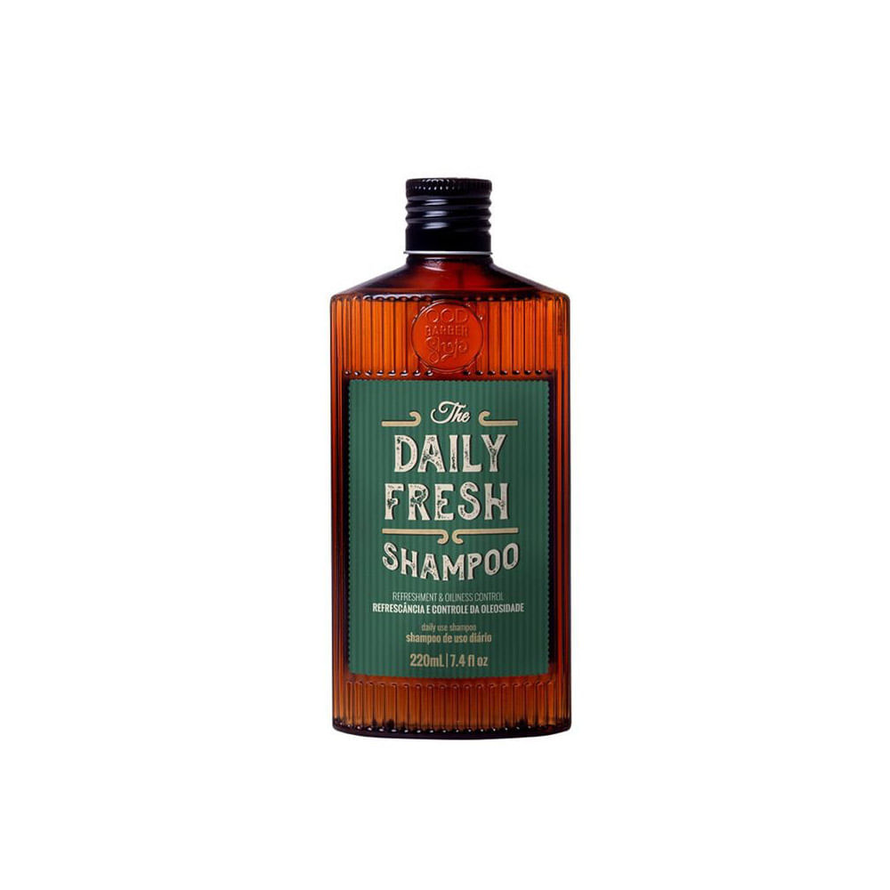 Kit QOD Barber Shop Shampoo Daily Fresh 220ml + Álcool em Gel 70 140g
