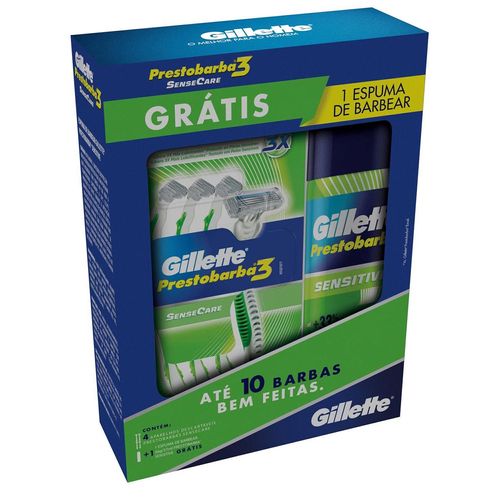 kit-gillette-aparelho-de-barbear-prestobarba-3-sensecare-4-unidades-gratis-espuma-de-barbear-57ml-Drogaria-SP-658901 kit-gillette-aparelho-de-barbear-prestobarba-3-sensecare-4-unidades-gratis-espuma-de-barbear-57ml-Drogaria-SP-658901