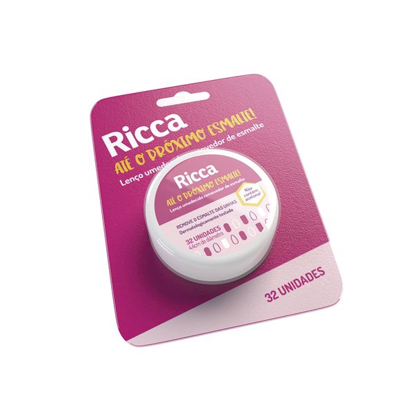 Lenço Umedecido Ricca Removedor de Esmalte 32 Unidades