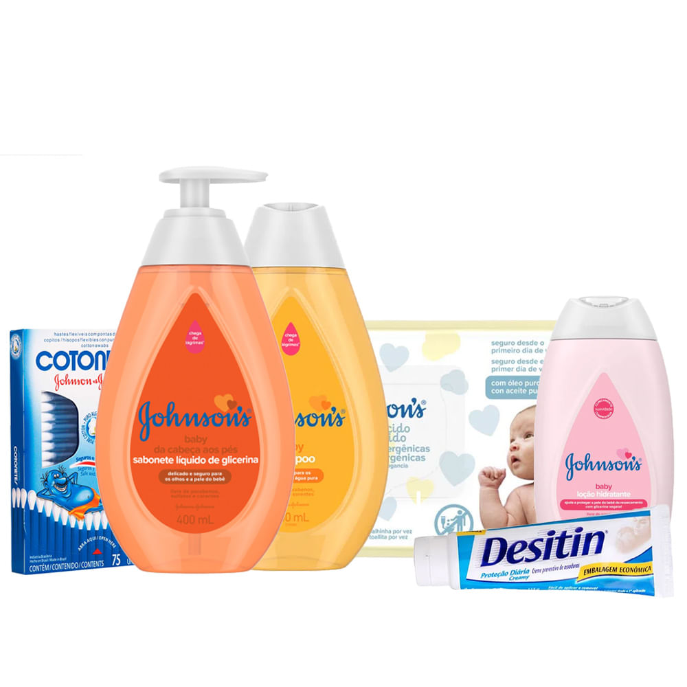 Kit Johnsons Líquido 400ml + Shampoo 400ml + Desitin 113g