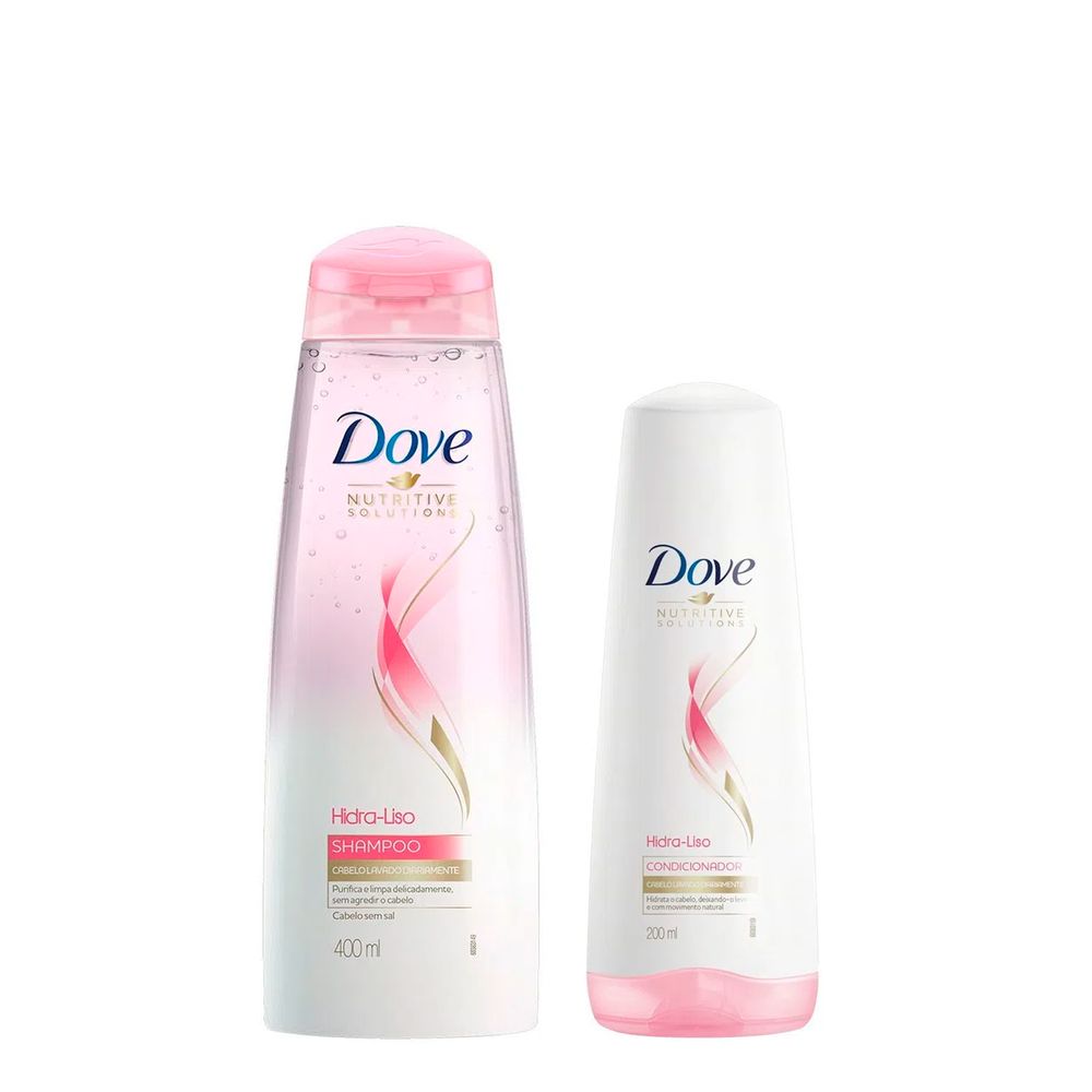 Kit Dove Shampoo Hidra Liso 400ml + Condicionador Hidra Liso 200ml