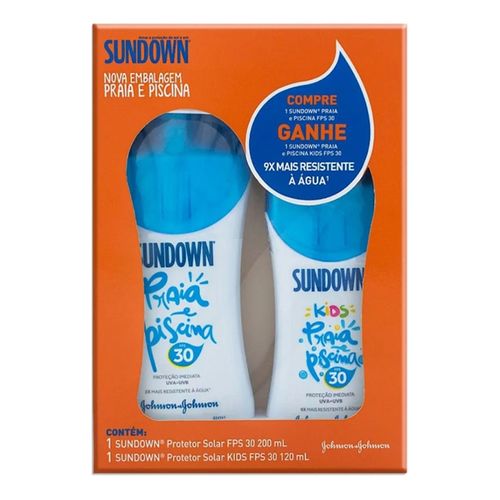 Kit Protetor Solar Sundown Praia e Piscina FPS 30 200ml + 120ml Kit Protetor Solar Sundown Praia e Piscina FPS 30 200ml + 120ml