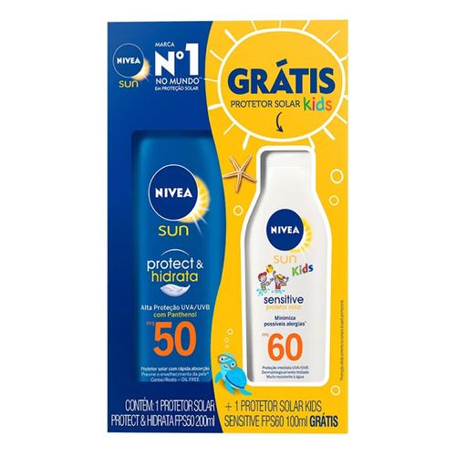Kit Protetor Solar Corporal Nivea Protect & Hidrata Fps50 200Ml + Sensitive Kids Fps60 100Ml