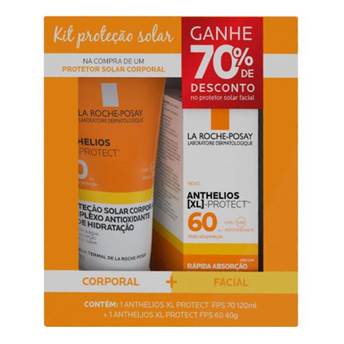 Kit La Roche Posay Protetor Solar Corporal Anthelios XL Protect FPS70 120ml + Protetor Solar Facial FPS60 40g