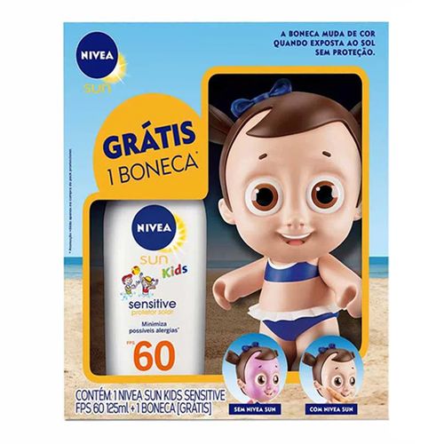 Kit Nivea Protetor Solar Kids Sensitive FPS60 125ml + Boneco Doll Feminino Kit Nivea Protetor Solar Kids Sensitive FPS60 125ml + Boneco Doll Feminino