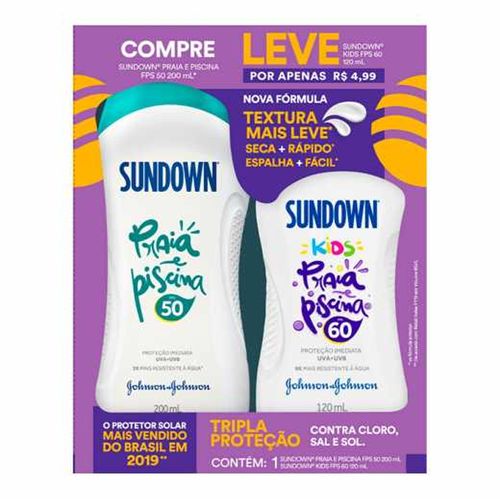 Kit Protetor Solar Sundown Praia e Piscina FSP50 200ml + Sundown Kids FPS60 120ml Kit Protetor Solar Sundown Praia e Piscina FSP50 200ml + Sundown Kids FPS60 120ml