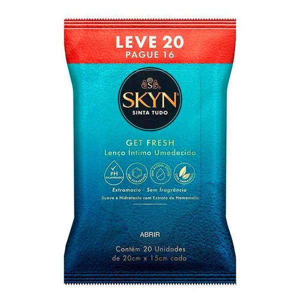 Lenço Umedecido Íntimo Skyn Get Fresh 20 Unidades