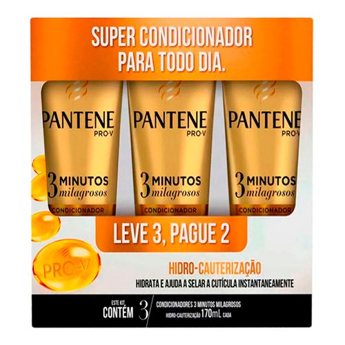 Kit Condicionador Pantene 3 Minutos Milagrosos Hidro-Cauterização 170ml 3 Unidades Kit Condicionador Pantene 3 Minutos Milagrosos Hidro-Cauterização 170ml 3 Unidades