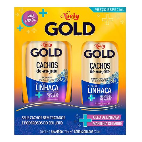 Kit Niely Gold Cachos do Seu Jeito Shampoo 275ml + Condicionador 175ml Kit Niely Gold Cachos do Seu Jeito Shampoo 275ml + Condicionador 175ml