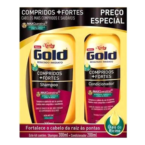 Kit Niely Gold Compridos Mais Fortes Shampoo 300ml + Condicionador 200ml Kit Niely Gold Compridos Mais Fortes Shampoo 300ml + Condicionador 200ml