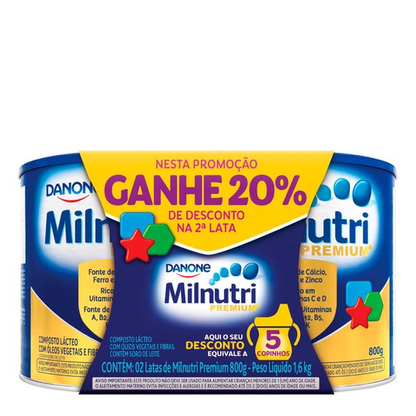 Kit Composto Lacteo Milnutri Premium 800g 2 Unidades