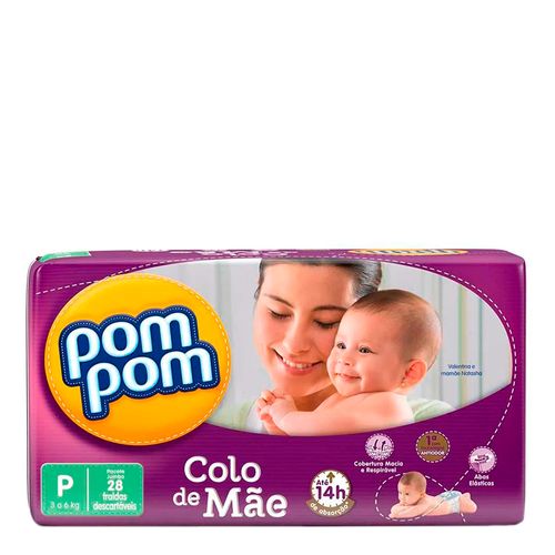 Fralda Descartável Pom Pom Colo de Mamãe Tamanho P 28 Unidades Fralda Descartável Pom Pom Colo de Mamãe Tamanho P 28 Unidades