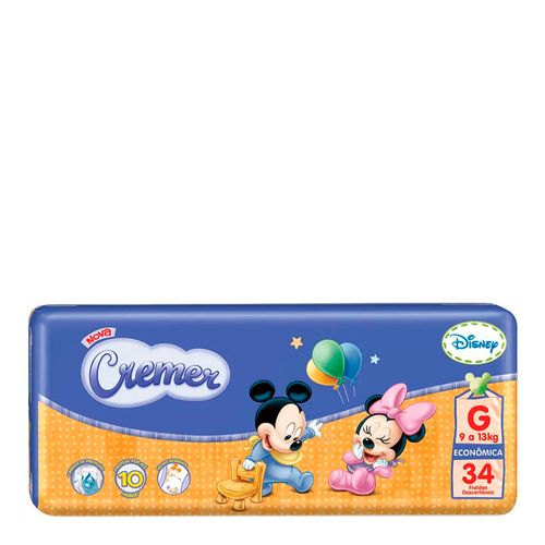 Fralda Descartável Cremer Disney Baby Econômica G 34 Unidades Fralda Descartável Cremer Disney Baby Econômica G 34 Unidades