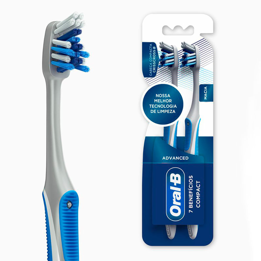 Escova Dental Oral-B 7 Benefícios Compact 2 Unidades - Drogaria Sao Paulo