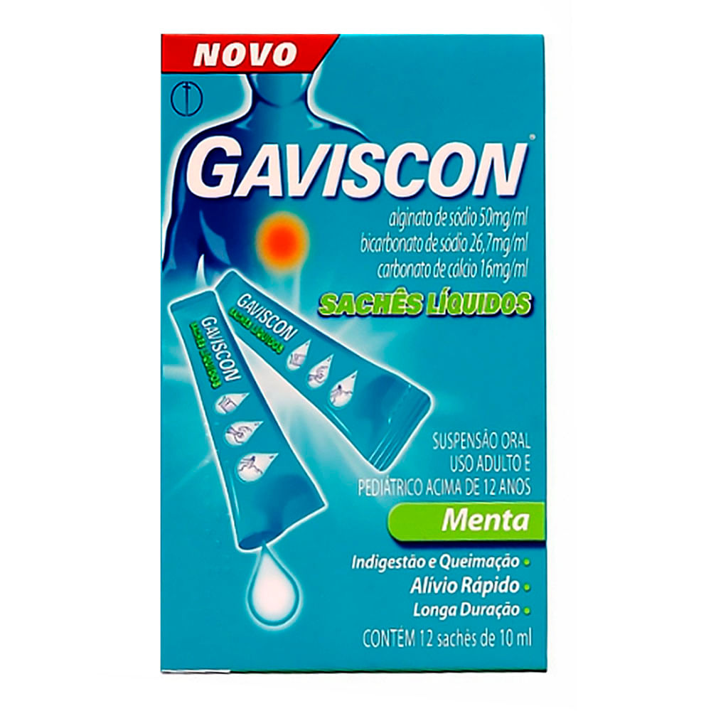 Antiácido Gaviscon 50mg/ml + 26,7mg/ml + 16mg/ml 12 Sachês
