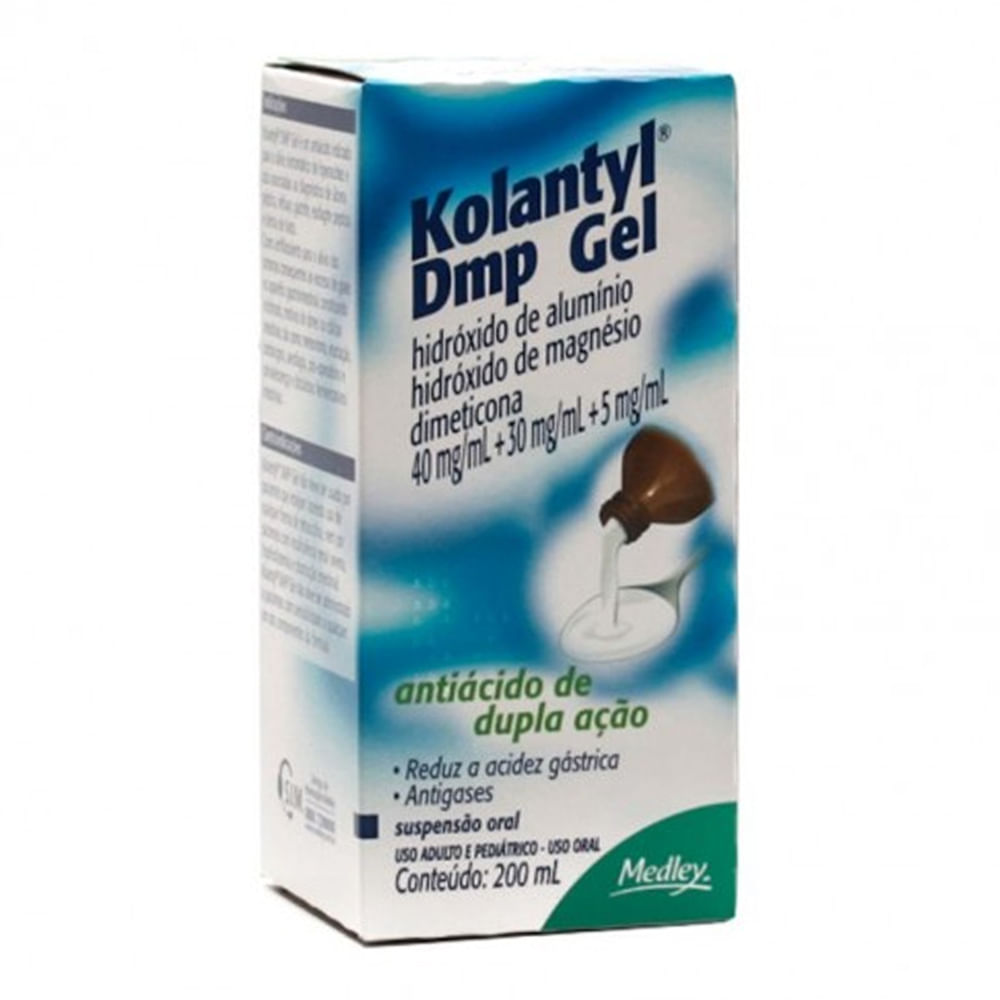 Antiácido e Antigases Kolantyl DMP Gel 40mg/ml + 30mg/ml + 5mg/ml 200ml