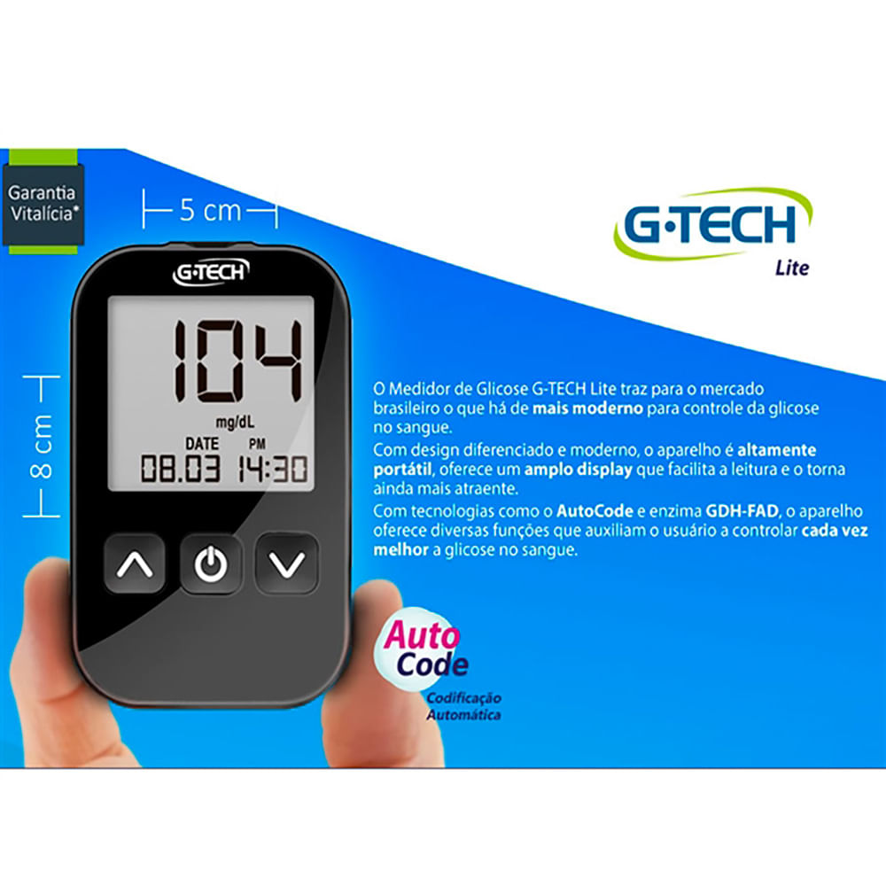 Kit Medidor de Glicose Free Lite  G-Tech - Vita's Materiais Médicos