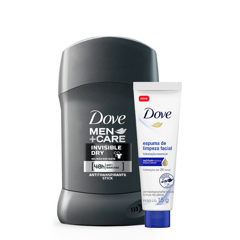 Kit Dove Desodorante em Barra Masculino Stick Invisible Dry 50g