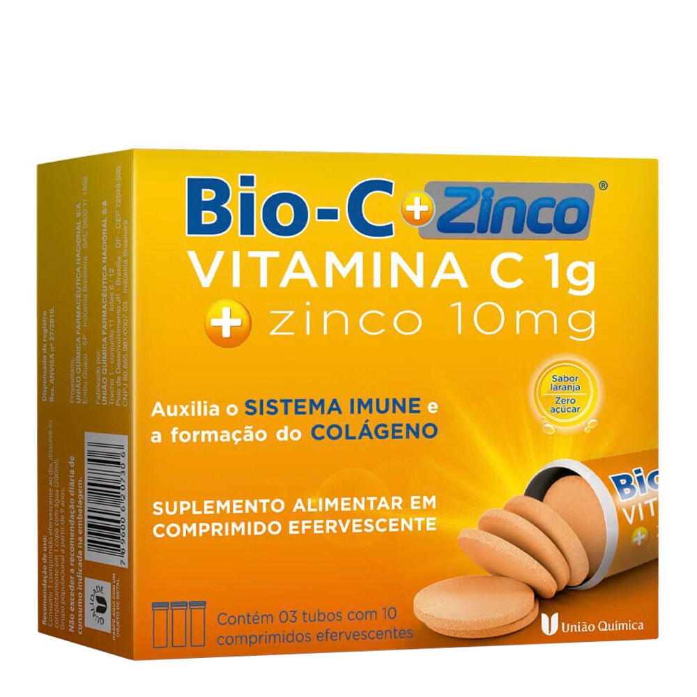 Vitamina C Bio C Zinco 1000mg Uniao Quimica 30 Comprimidos Efervescente Drogaria Sao Paulo