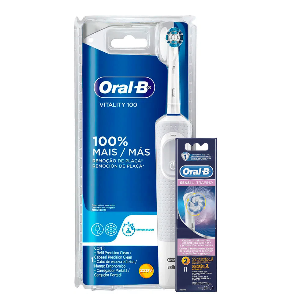 Kit Oral-B Escova Dental Elétrica D12 Vitality 220 Volts + Refil Para ...