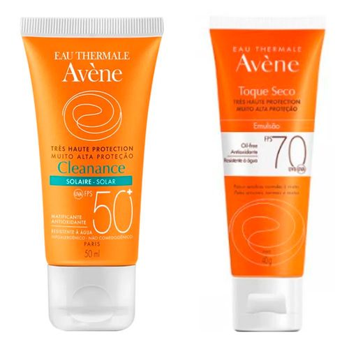 Kit Protetor Solar Avene Emulsão FPS50 + Avene Toque Seco Kit Protetor Solar Avene Emulsão FPS50 + Avene Toque Seco