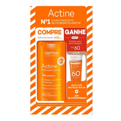Kit Actine Sabonete Líquido Anti Acne 400ml + Protetor Solar Sunsafe Color FPS 60 50ml Kit Actine Sabonete Líquido Anti Acne 400ml + Protetor Solar Sunsafe Color FPS 60 50ml