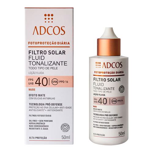 Filtro-Solar-Tonalizante-Adcos-Fluid-Nude-FPS40-50ml Filtro-Solar-Tonalizante-Adcos-Fluid-Nude-FPS40-50ml