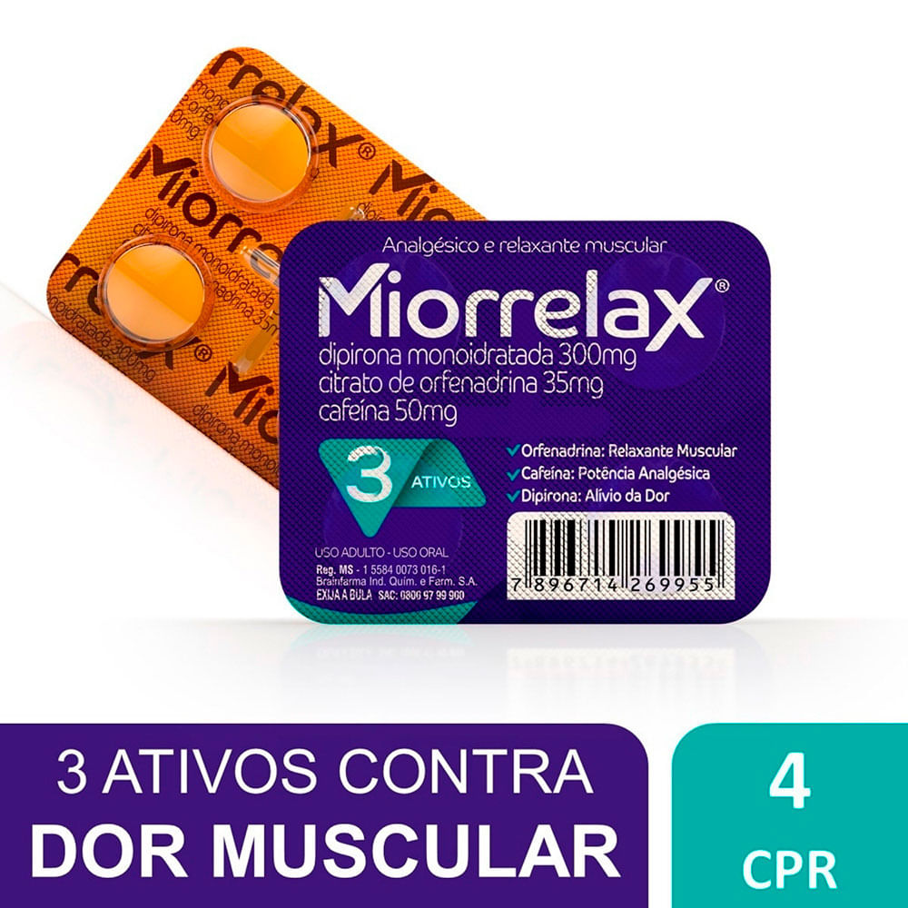 Relaxante Muscular Miorrelax 4 Comprimidos - Drogaria Sao Paulo