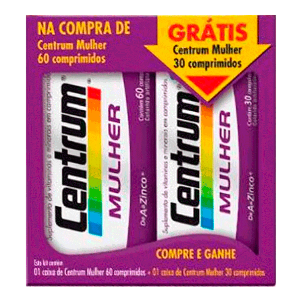 Kit Centrum Mulher 60 Comprimidos Grátis 30 Comprimidos Kit Centrum Mulher 60 + 30 Comprimidos