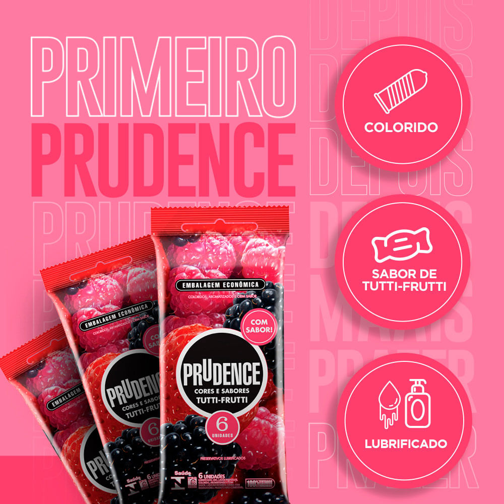 Preservativo Prudence Cores E Sabores Tutti Frutti 6 Unidades