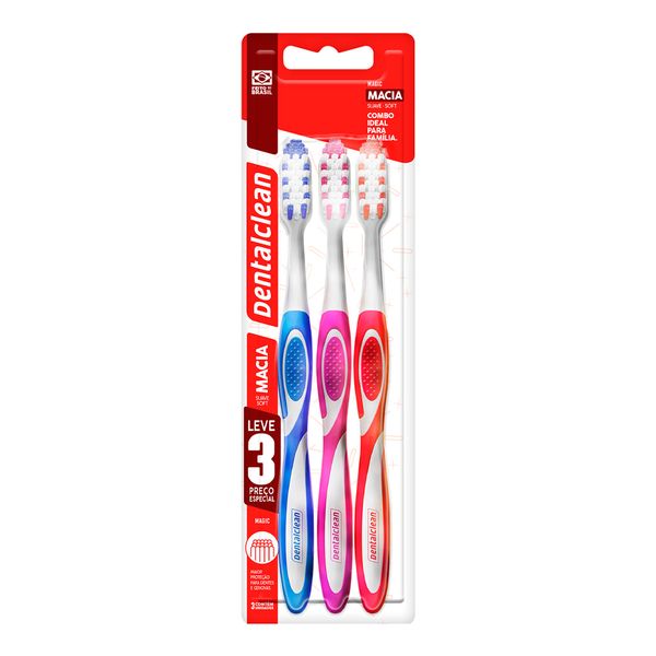 Kit Escova Dental Clean Magic Macia 3 Unidades