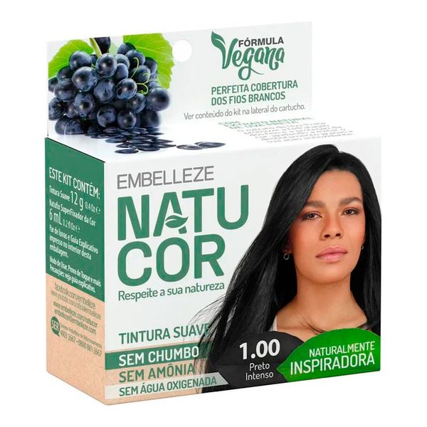 Tintura Natucor Fórmula Vegana 1.00 Preto Intenso Naturalmente 1 Unidade