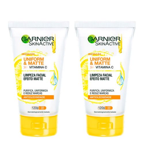 935128900---Kit-Garnier-Uniform-Matte-Vitamina-C-Antioleosidade-Limpeza-Facial-120g-2-Unidades