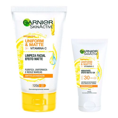 935128898---Kit-Garnier-Uniform-Matte-Vitamina-C-Protetor-Hidratante-Facial-FPS30-40g--Limpeza-Facial-Vitamina-C-Antioleosidade-120g