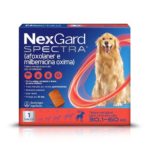 Antipulgas E Carrapatos Nexgard Spectra Para Cães De 30,1 A 60Kg 1 Tablete