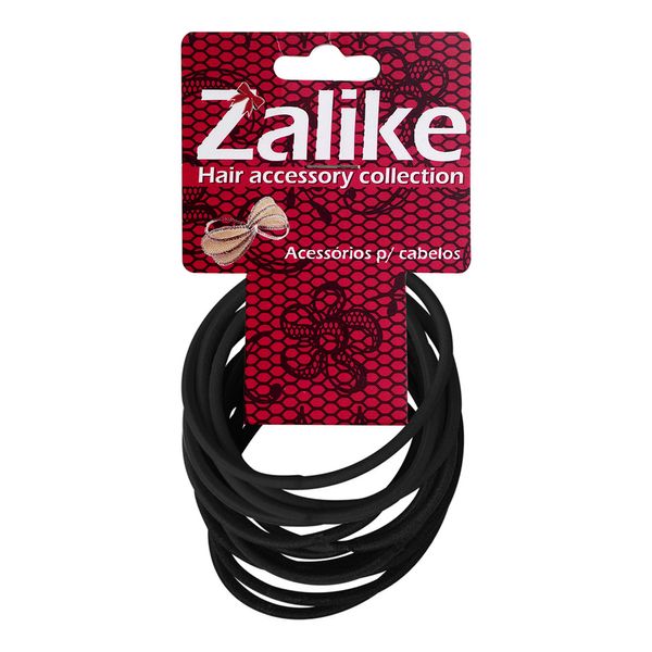 Elástico para Cabelos Zalike sem Metal Preto 1,2mm 12 Unidades