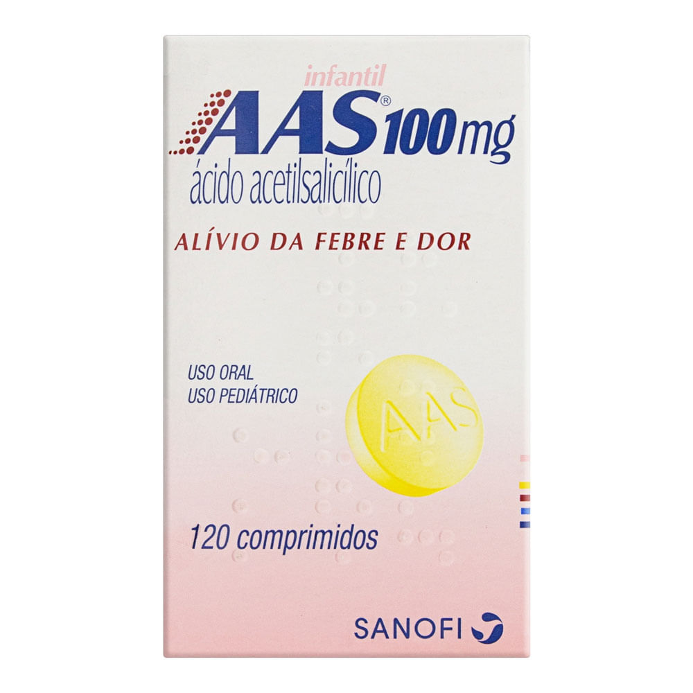 Analgésico e Antitérmico AAS Infantil 100mg Safoni 120 Comprimidos