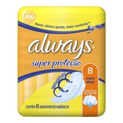 Absorvente-Always-Basico-Malha-Suave-Com-Abas-com-8-Unidades Absorvente-Always-Basico-Malha-Suave-Com-Abas-com-8-Unidades