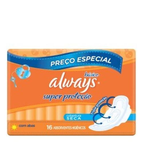 Absorvente-Always-Basico-Seca-Abas-16-Unidades Absorvente-Always-Basico-Seca-Abas-16-Unidades