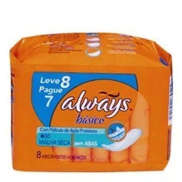 Absorvente Always Básico Seca Sem Abas 8 Unidades