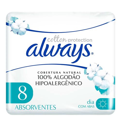 Absorvente-Always-Hipoalergenico-Cotton-Com-Abas-8-Unidades