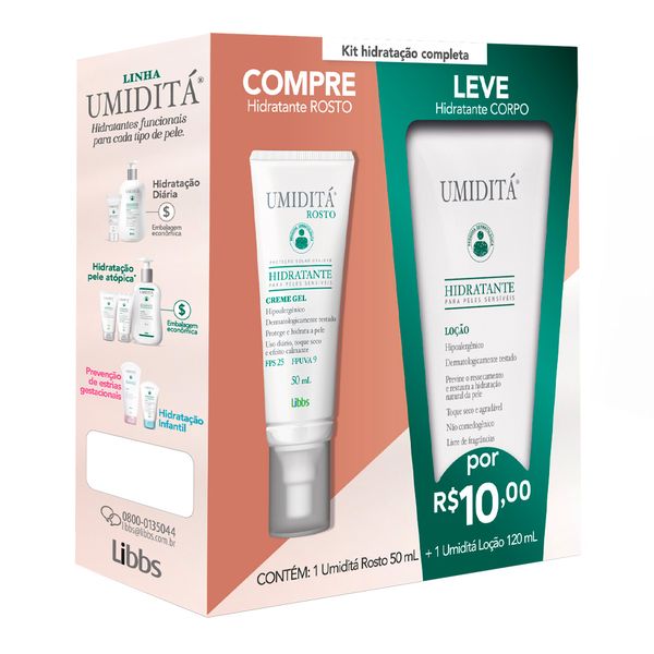 Kit Locão Corporal 120ml Libbs + Hidratante Rosto 50ml