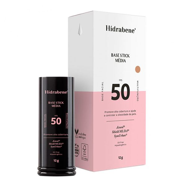 Base Facial Hidrabene Stick Cor Média FPS50 12g