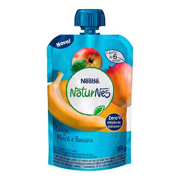 Purê de Frutas Narturnes Manga, Maçã e Banana Pouch 99g