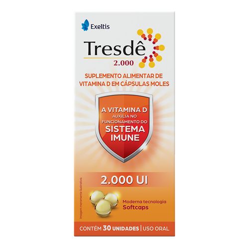 Vitamina D 2000 UI Tresde Cápsulas Molas 30 Cápsulas Vitamina D 2000 UI Tresde Cápsulas Molas 30 Cápsulas