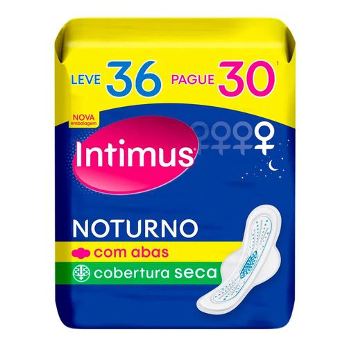 Absorvente Intimus Gel Noturno Cobertura Seca C/Abas - 36unidades