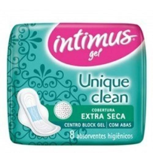 Absorvente Íntimus Gel Unique Clean Extra Seca com Abas 8 Unidades