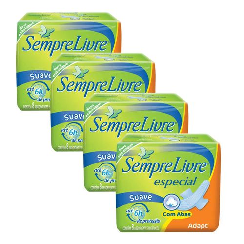 Absorvente Sempre Livre Especial Abas 8 Unidades 4 Unidades Absorvente Sempre Livre Especial Abas 8 Unidades 4 Unidades